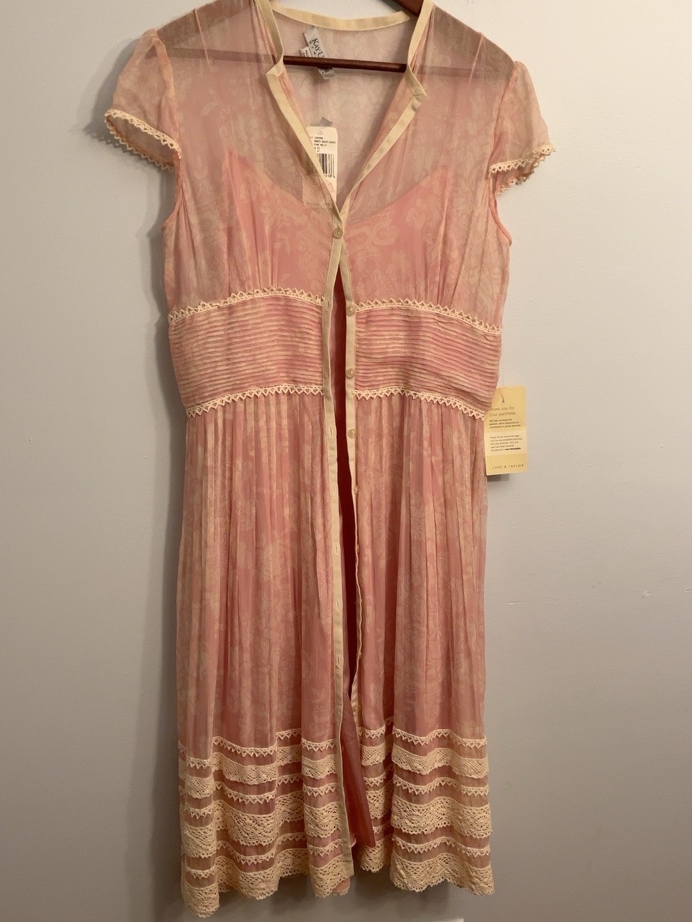 Vintage Kay Unger New York Pink Lace Midi Dress Size 12 NWT $390
